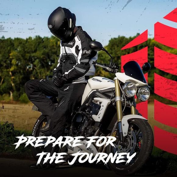 HWK Mens Spyder Motorcycle Jacket w/ Impact Protection, Black, 5XL - Picture 4 of 4